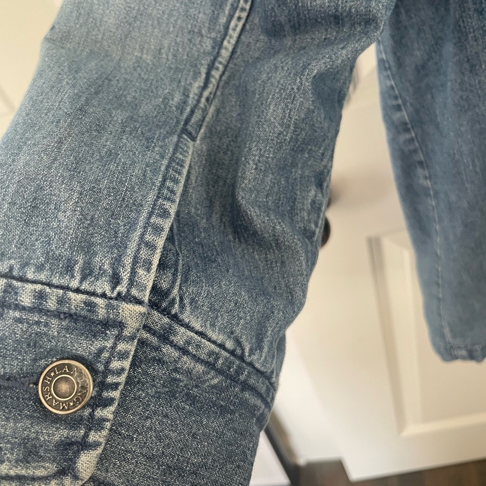 Marsh Landing Blue Denim Barn Chore Jacket with Blue Corduroy Collar 90s 1X - Picture 6 of 10